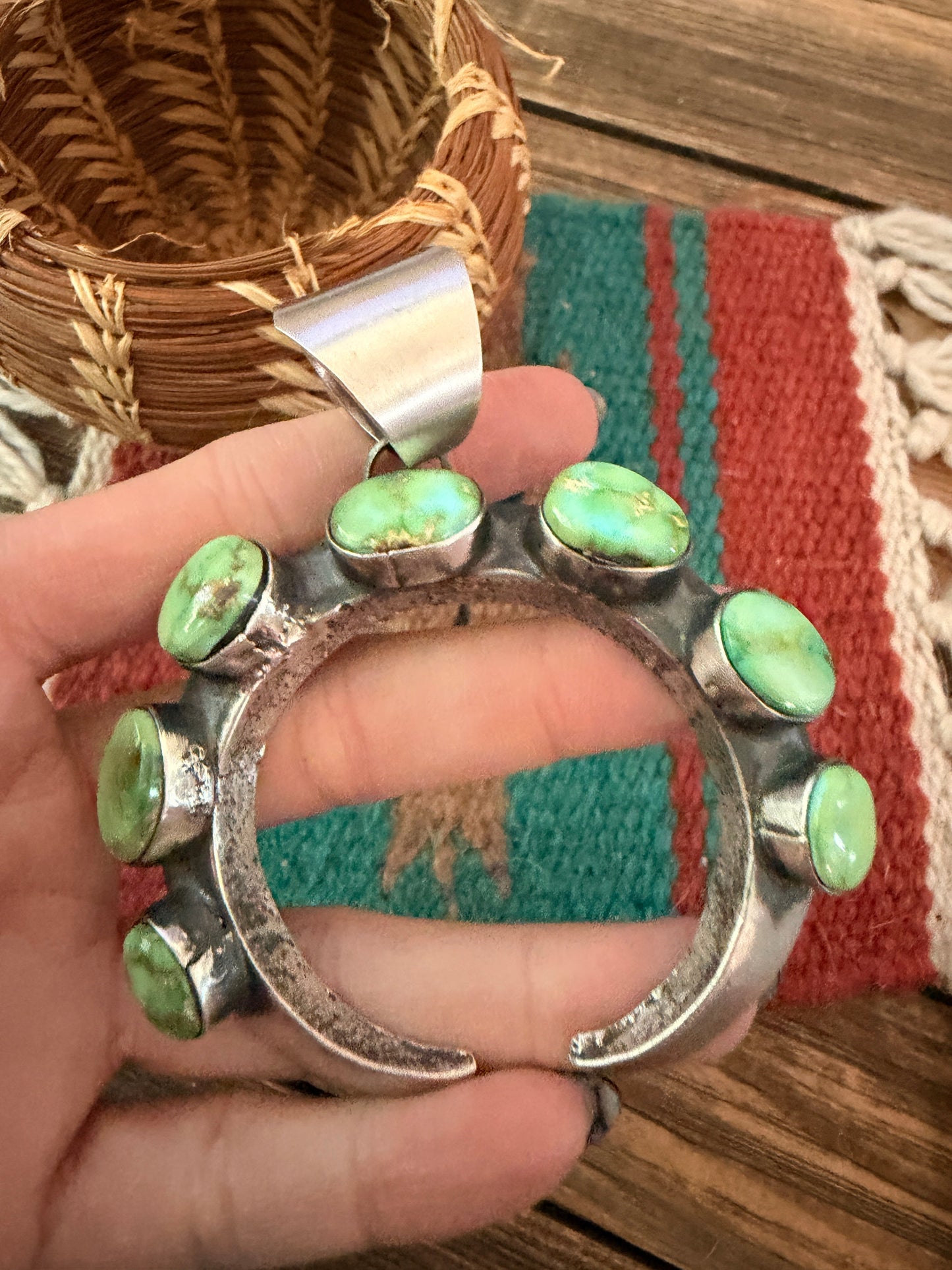 Handcrafted Sterling Silver & Sonoran Mountain Turquoise Naja Pendant by Chimney Butte