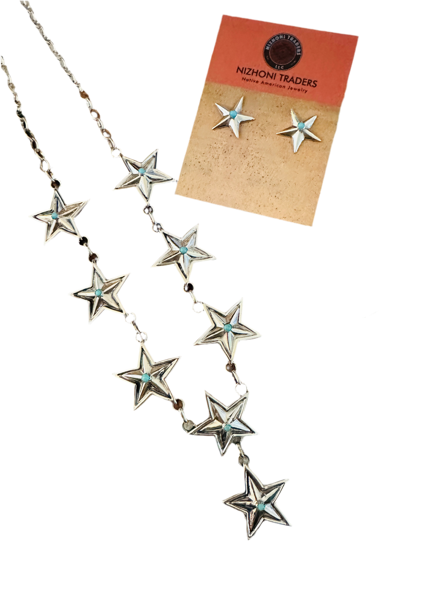 Handcrafted Turquoise & Sterling Silver Star Necklace Set