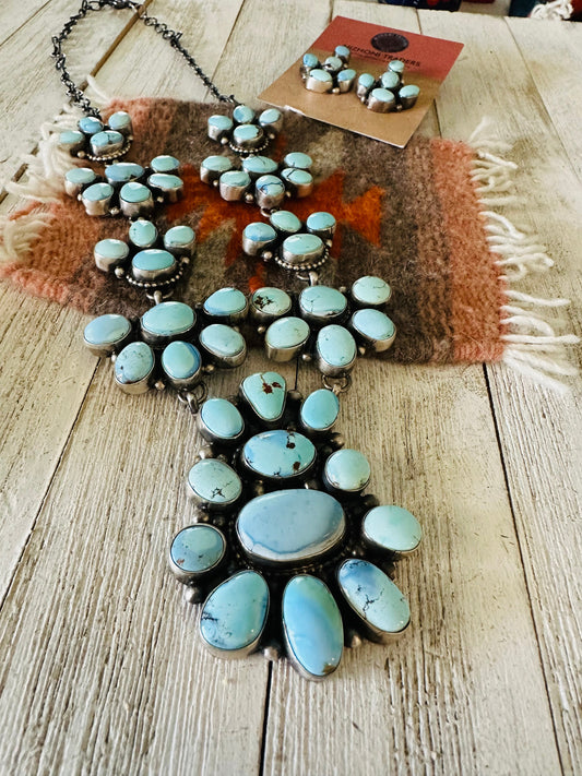 Handcrafted Golden Hills Turquoise & Sterling Silver Necklace Set by Sheila Becenti