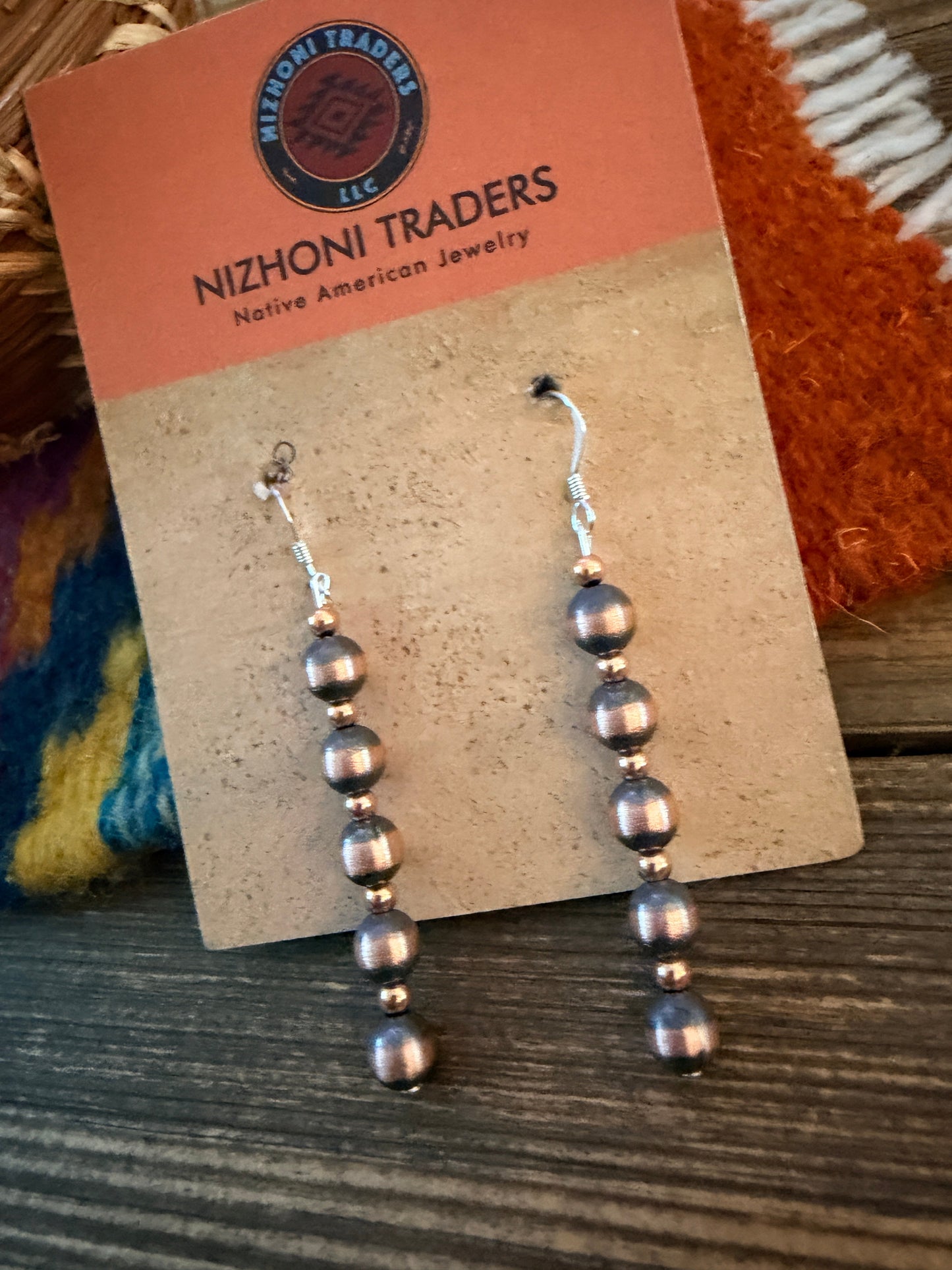Handcrafted Copper Beaded Dangle Earrings