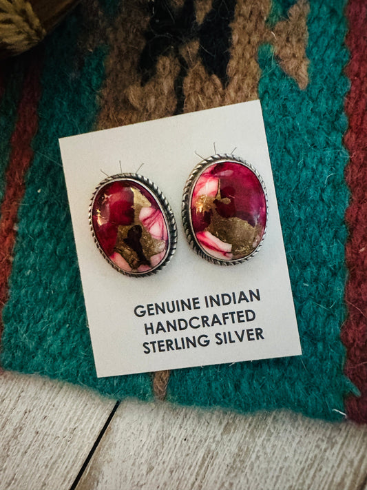 Handcrafted Sterling Silver & Rose Dahlia Post Earrings