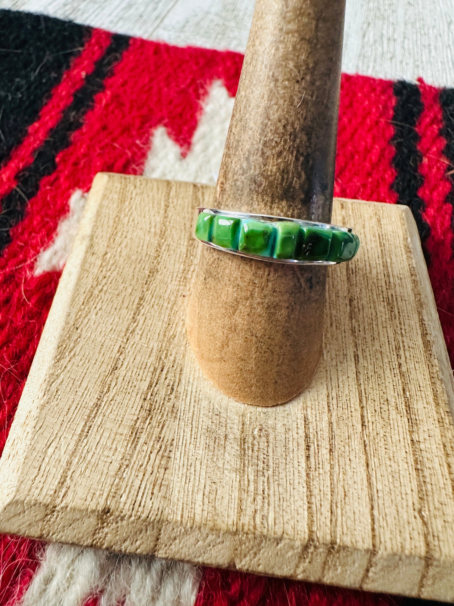 Handcrafted Sonoran Mountain Turquoise & Sterling Silver Inlay Band Ring