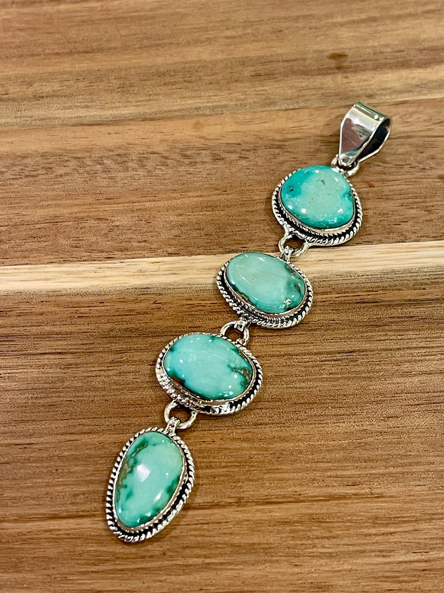 Handmade Sterling Silver & Sonoran Mountain Turquoise Cluster Pendant