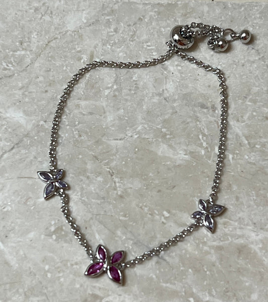 Caria CZ Butterfly Brass Bolo Bracelet
