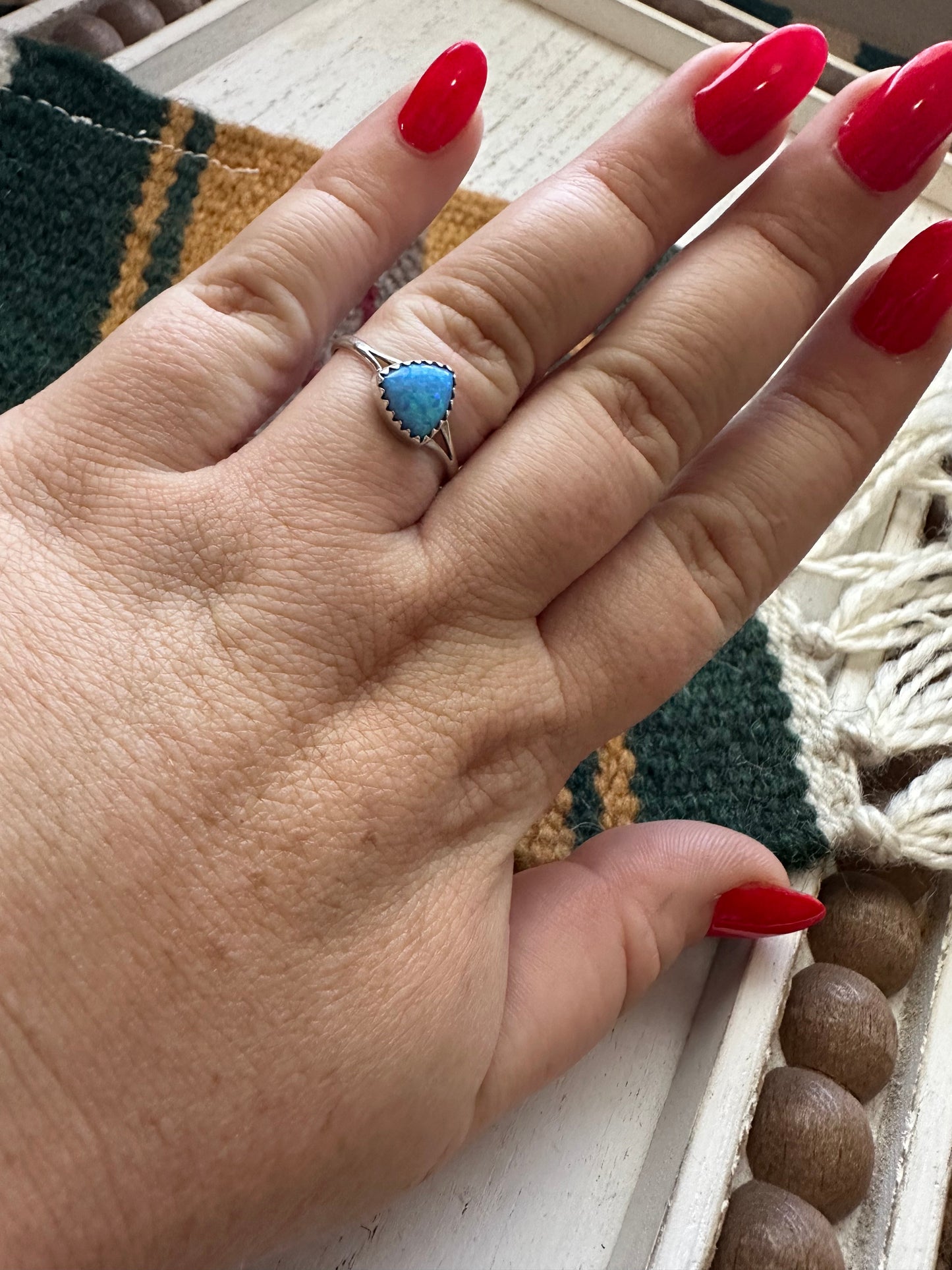 Handcrafted Sterling Silver & Blue Fire Opal Ring