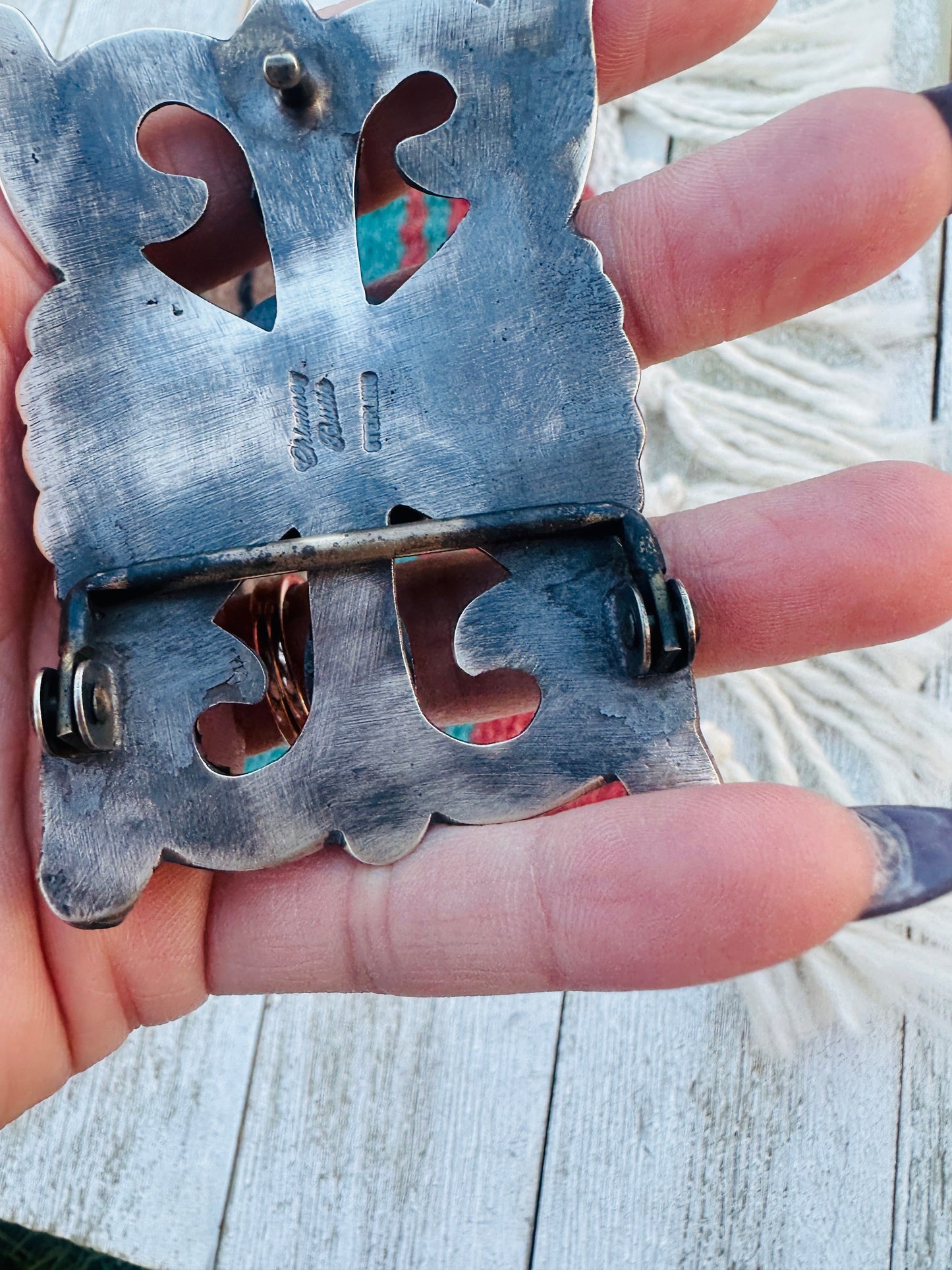 Handcrafted Turquoise & Sterling Silver Belt Buckle by Chimney Butte