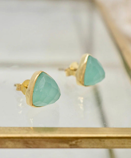 Chalcedony 14k Gold Plated Earrings