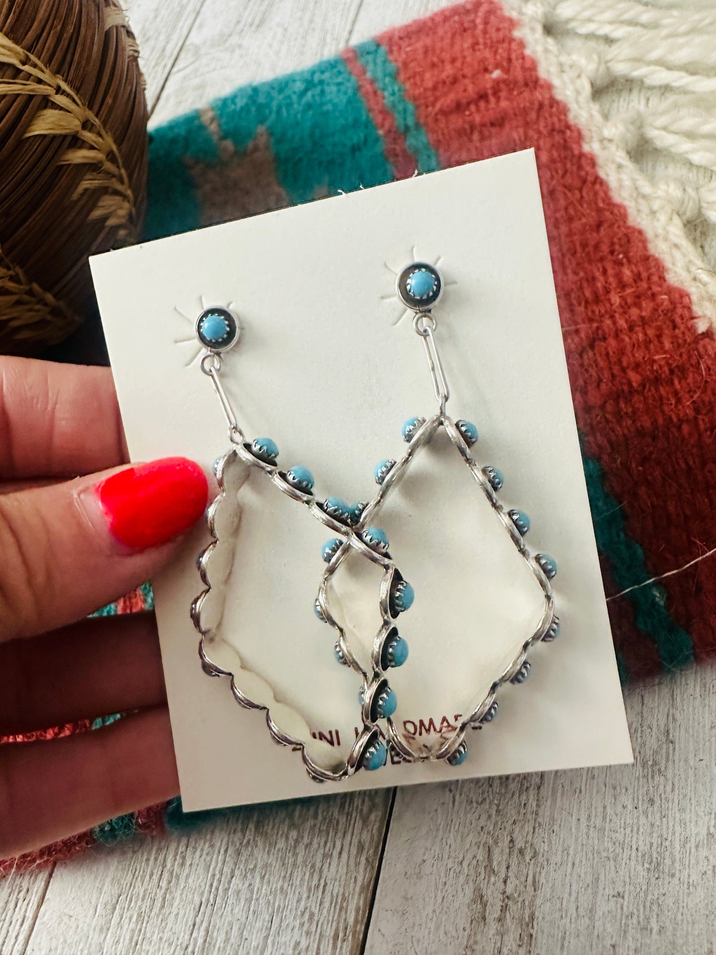 Handcrafted Turquoise & Sterling Silver Snake Eye Dangle Earrings
