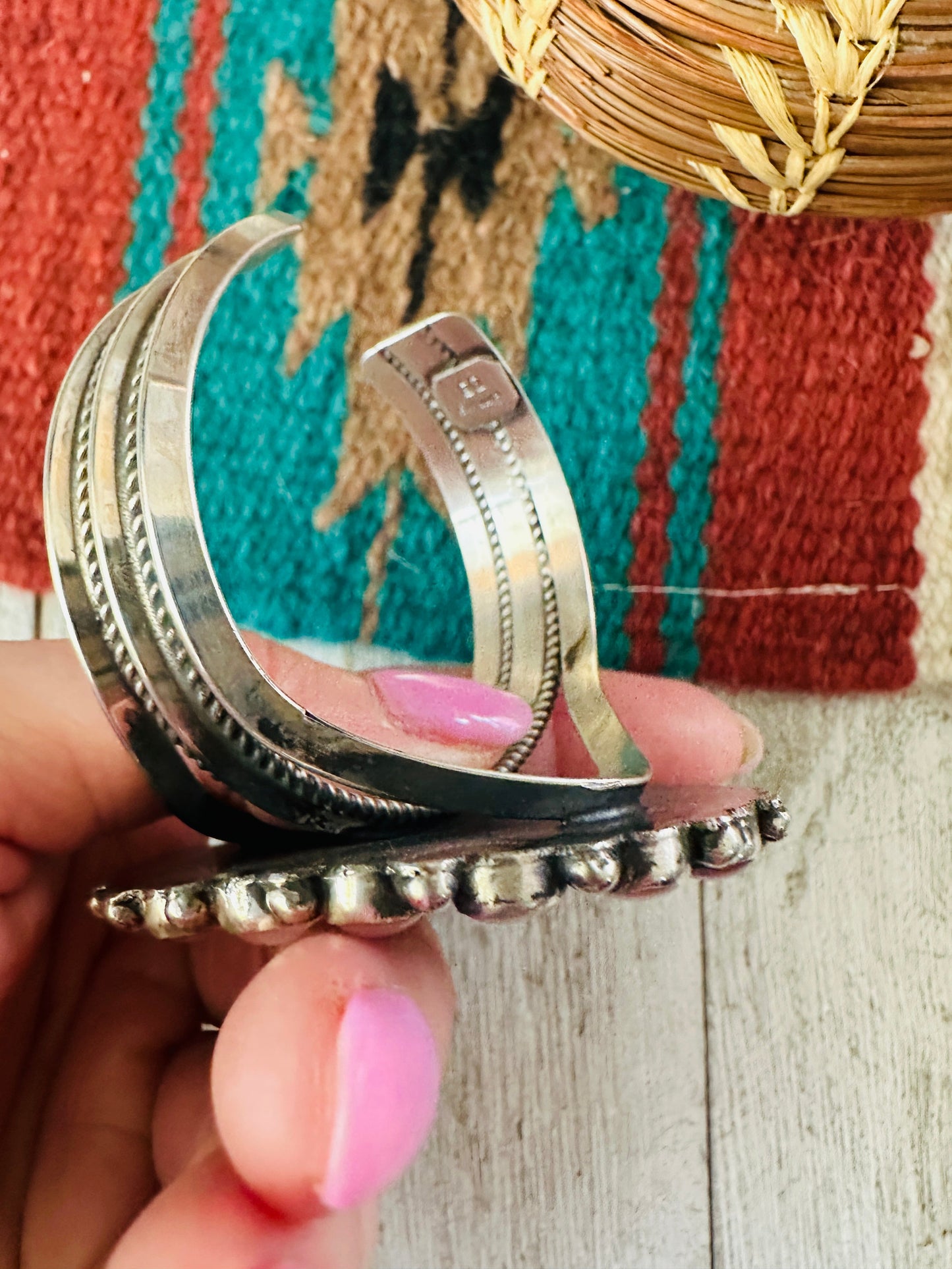 Sterling Silver & Mother of Pearl Cuff Bracelet /