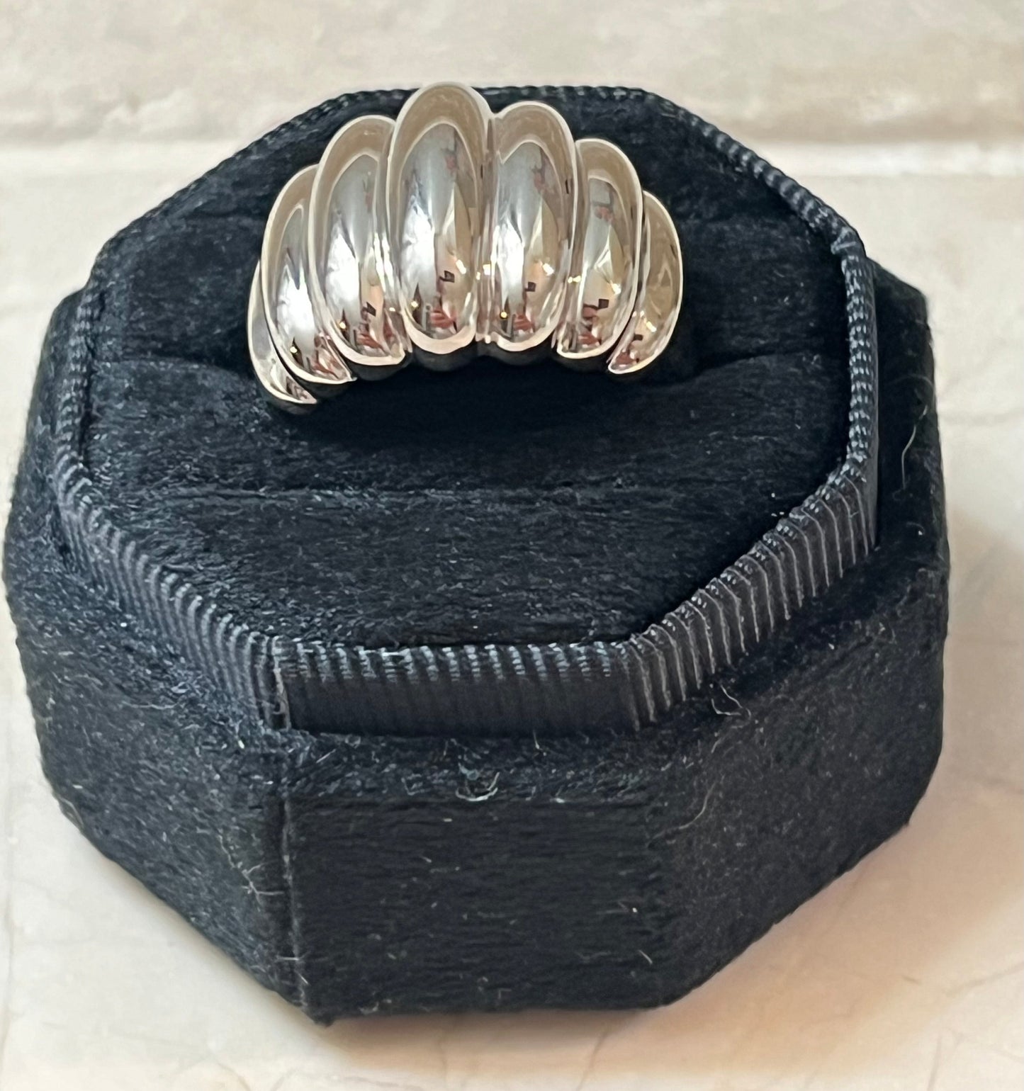 Bubble Dome Silver Statement Ring Size 9