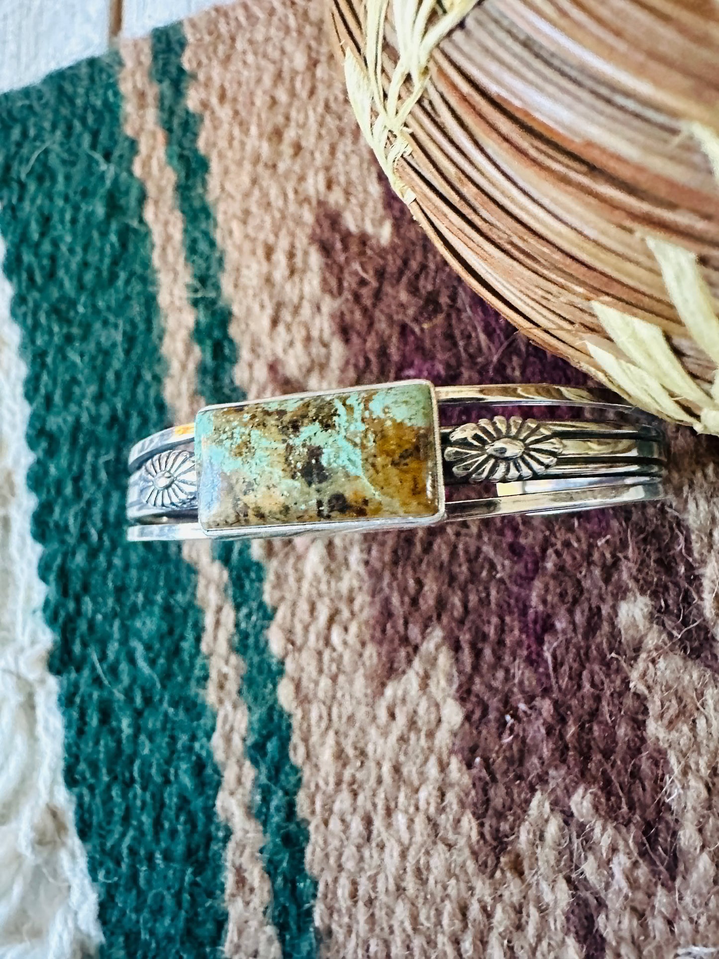 Handcrafted Royston Turquoise & Sterling Silver Cuff Bracelet