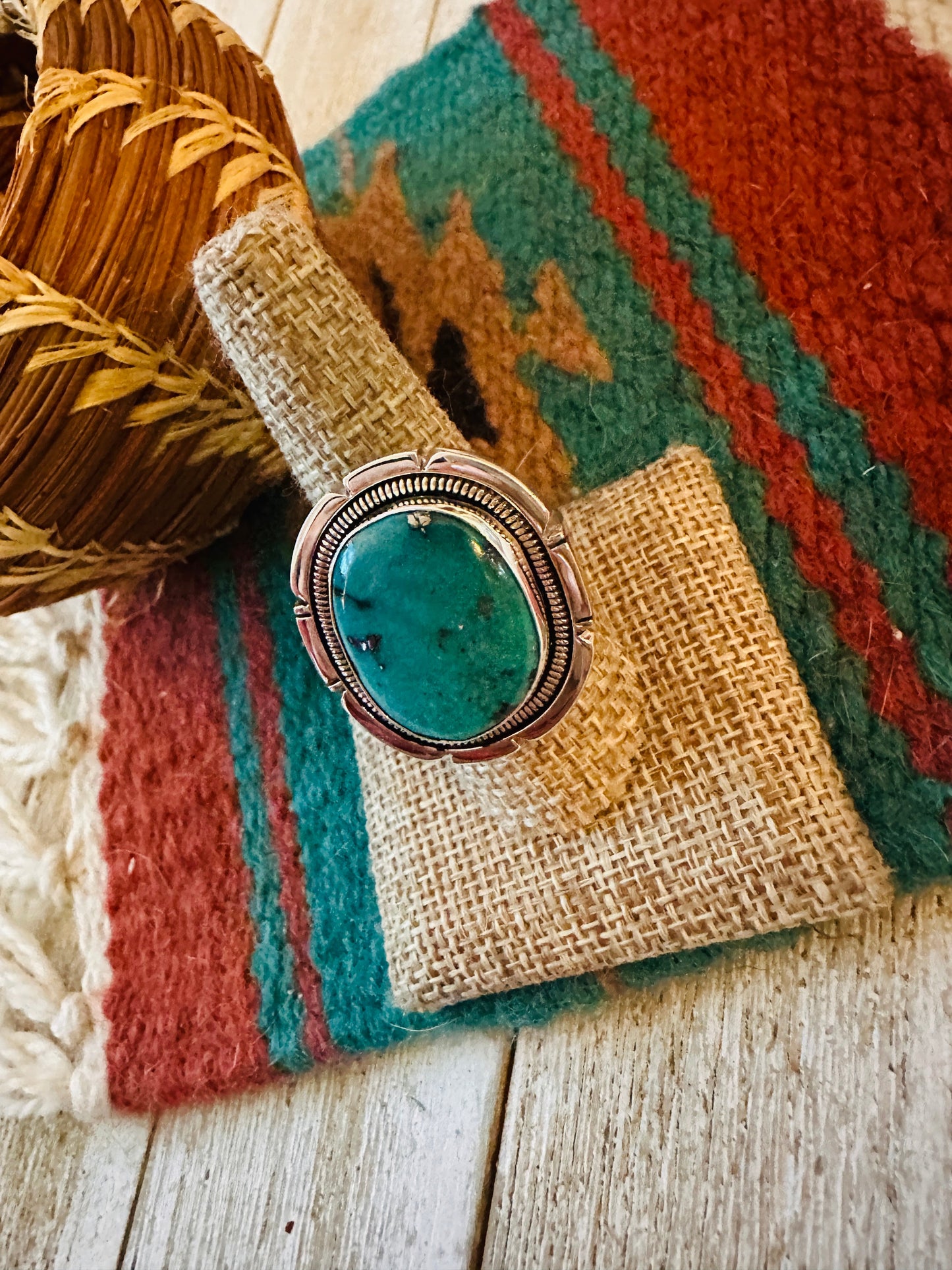 Handcrafted Turquoise & Sterling Silver Adjustable Ring