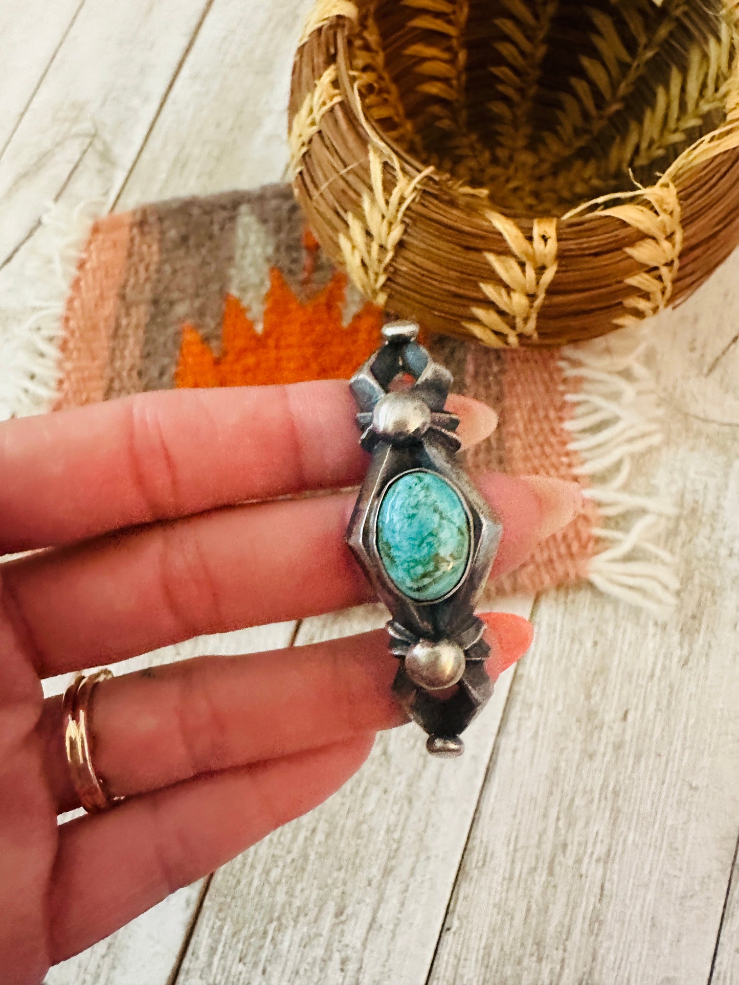 Handcrafted Sterling Silver & Turquoise Cuff Bracelet by Chimney Butte