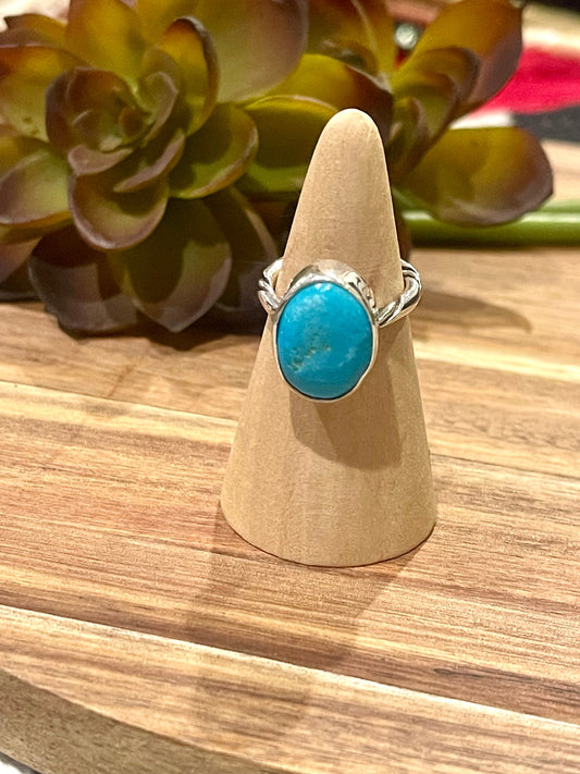 Handcrafted Turquoise & Sterling Silver Ring Size 5.75