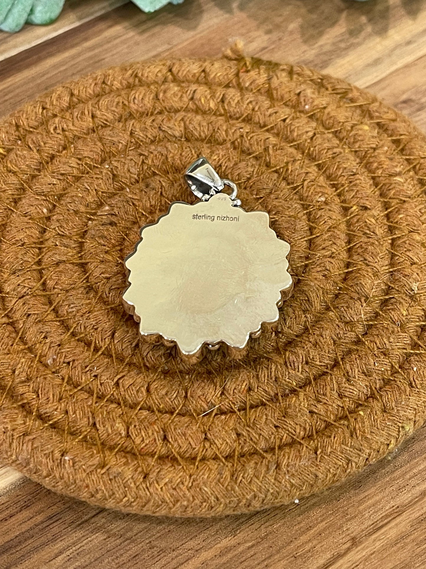 Handmade Sterling Silver,Turquoise &  White Buffalo Mojave Cluster Pendant