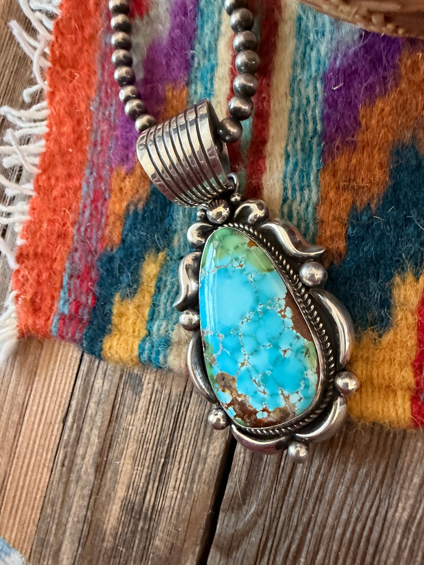 Handcrafted Sterling Silver & Sonoran Mountain Turquoise Pendant by Albert Jake