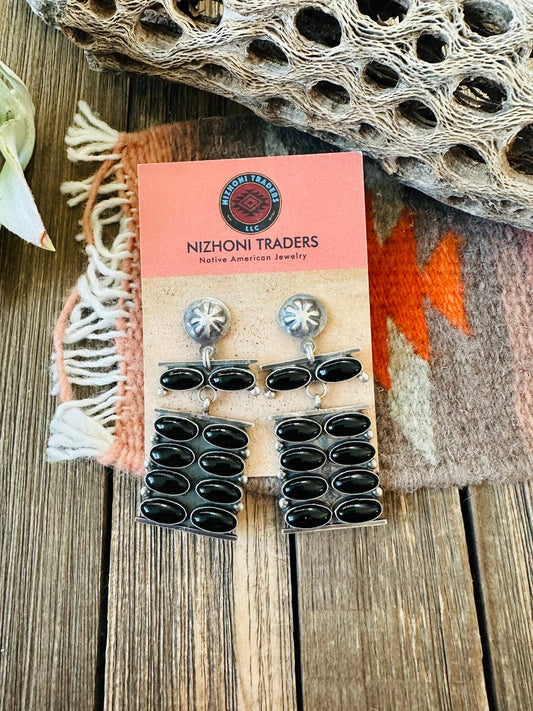 Handcrafted Onyx & Sterling Silver Dangle Earrings