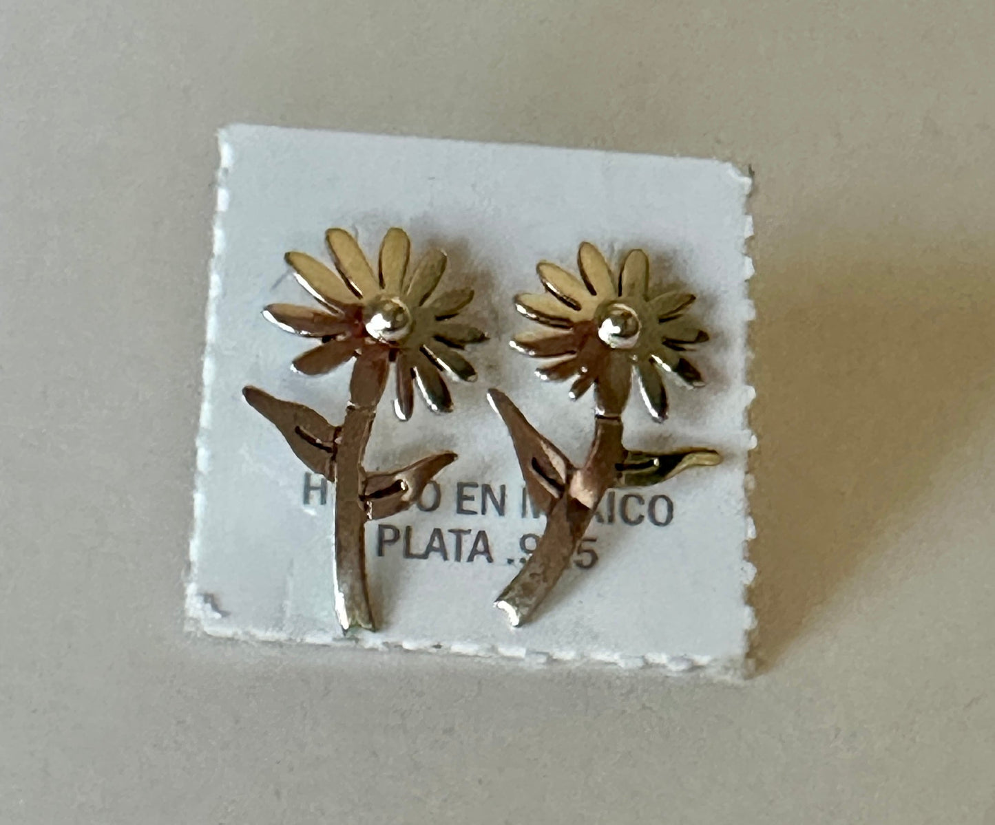 Daisy Flower with Stem Sterling Silver Earrings