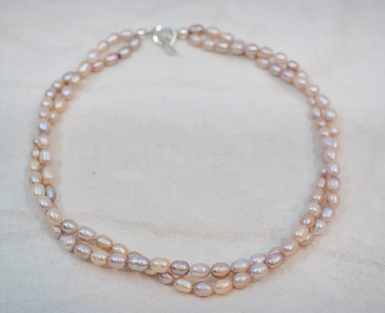 Double Strand Rose Pink Pearl Necklace