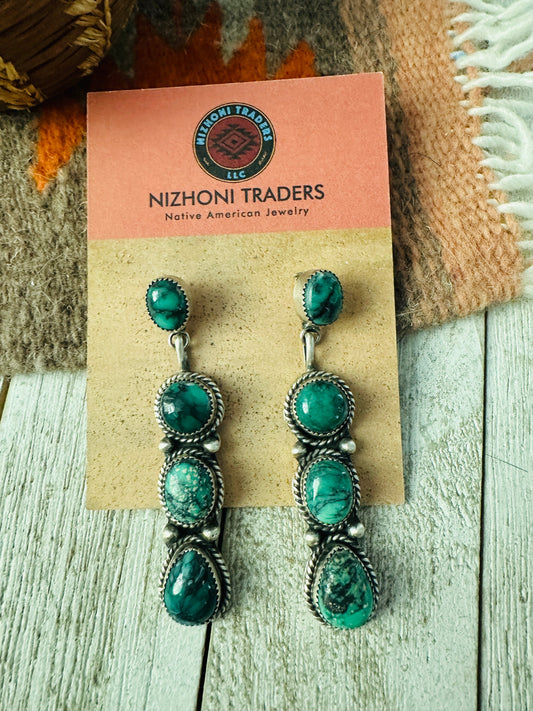Handcrafted Variscite and Sterling Silver Dangle Earrings