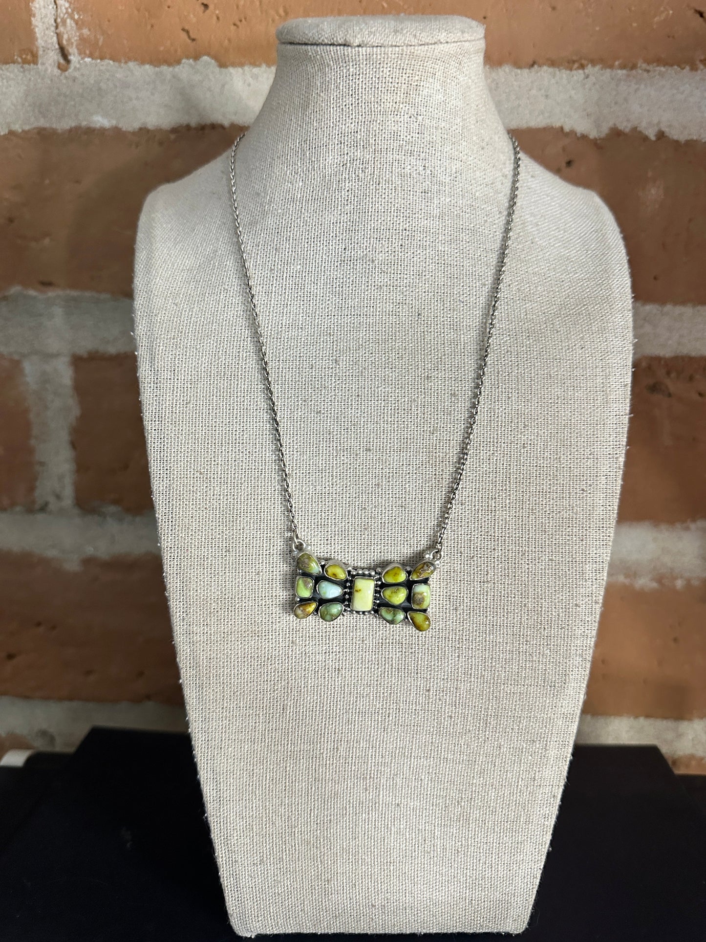 Handmade Sterling Silver Palomino Turquoise Necklace square center