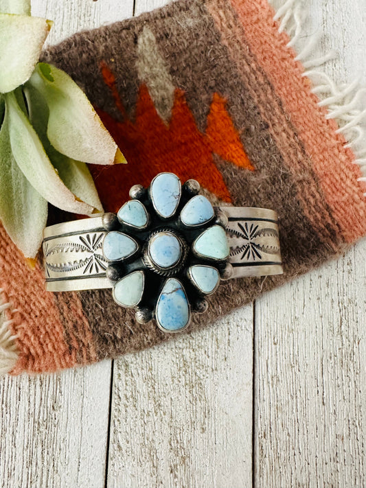 Handcrafted Golden Hills Turquoise & Sterling Silver Cuff Bracelet /
