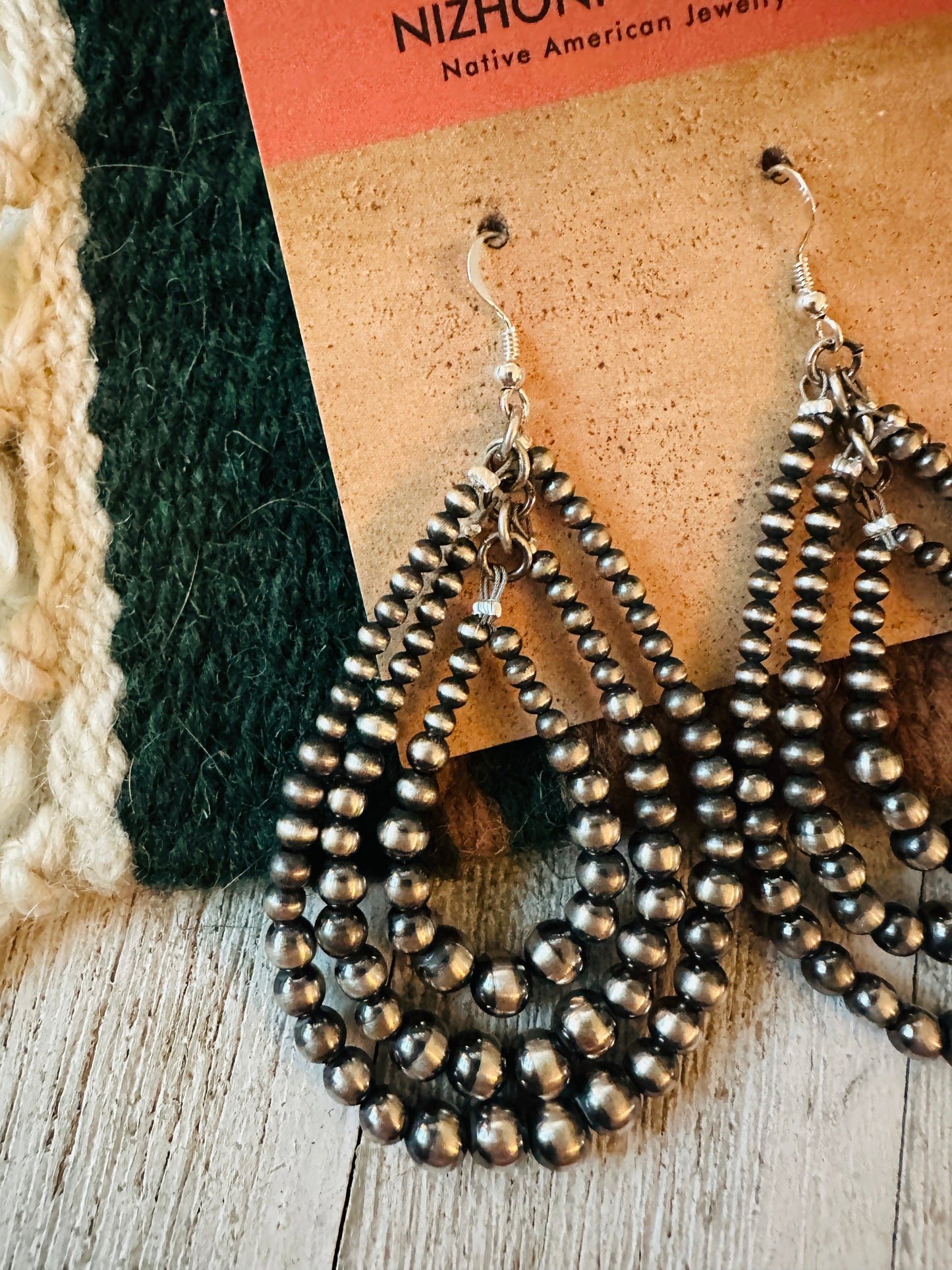 Handcrafted Sterling Silver Pearl Dangle 3 Hoop Earrings