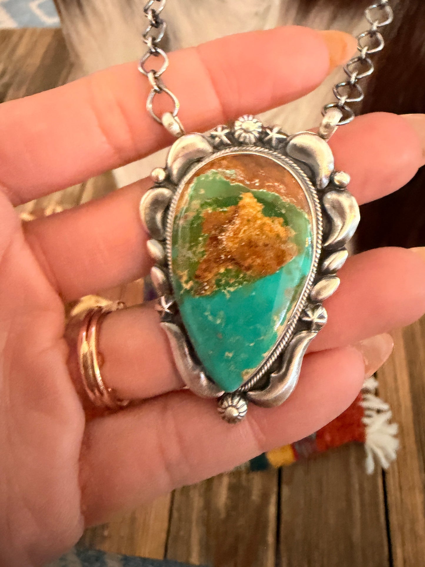 Handcrafted Royston Turquoise & Sterling Silver Necklace by Jackson Hoskie