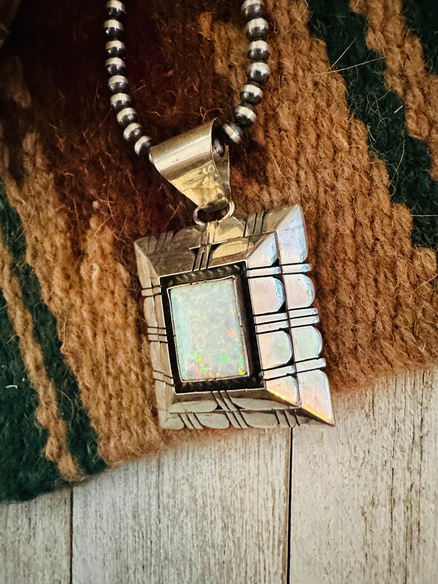 Handcrafted Sterling Silver & White Opal Pendant