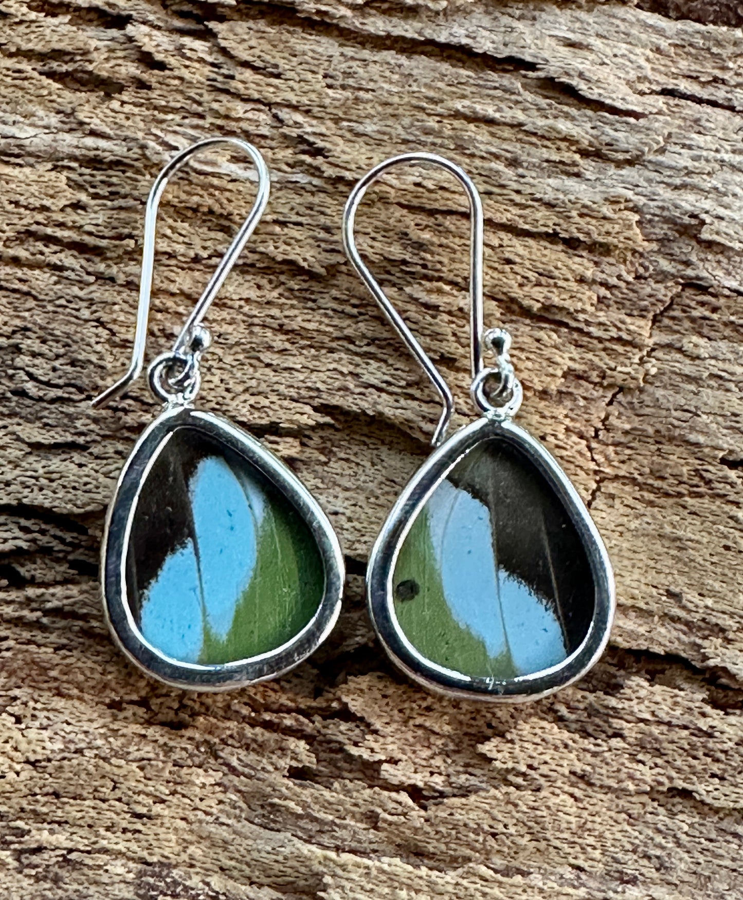 Nessaea Green Butterfly Sterling Silver Dangle Earrings