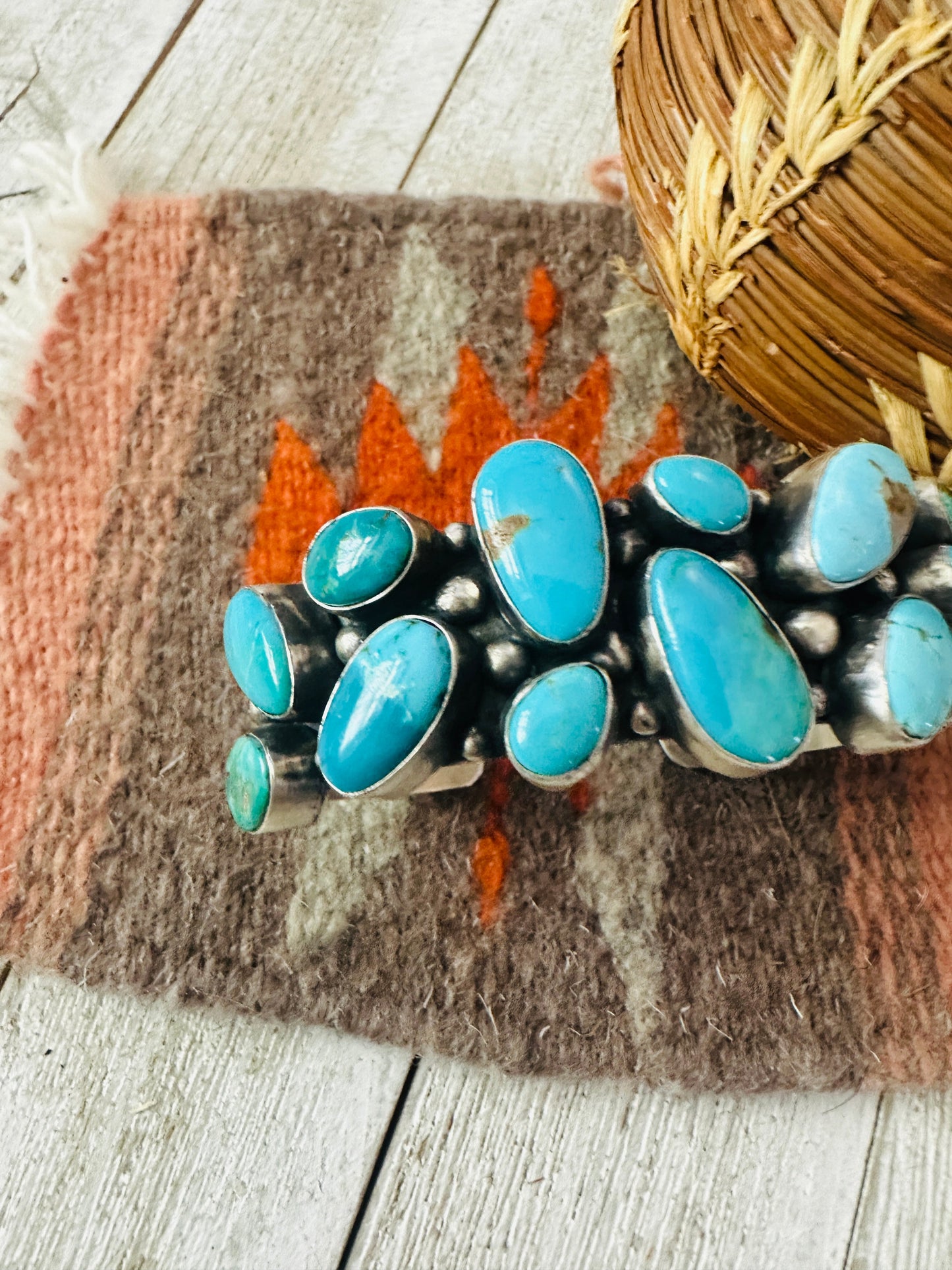 Handcrafted Turquoise & Sterling Silver Cuff Bracelet by Bobby Johnson /