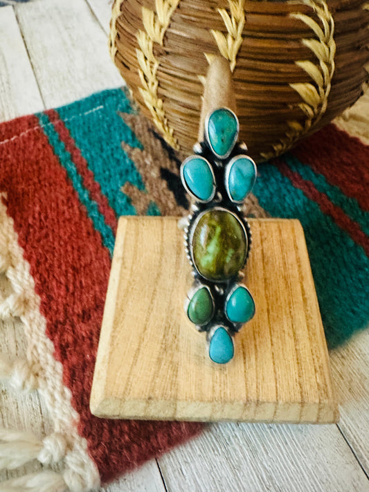 Handcrafted Turquoise & Sterling Silver Adjustable Statement Ring