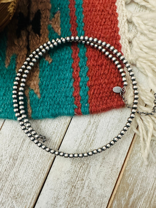 Navajo Sterling Silver Beaded Wrap Choker Necklace