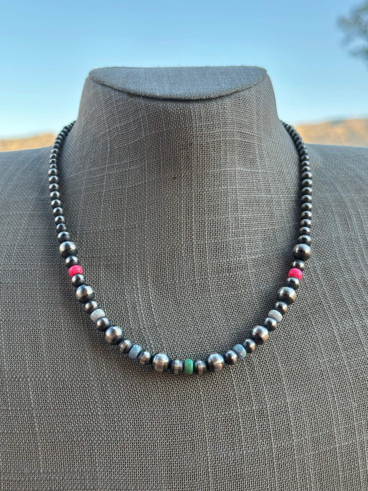Handcrafted Pearl Sterling Silver Sherbet Opal Necklaces