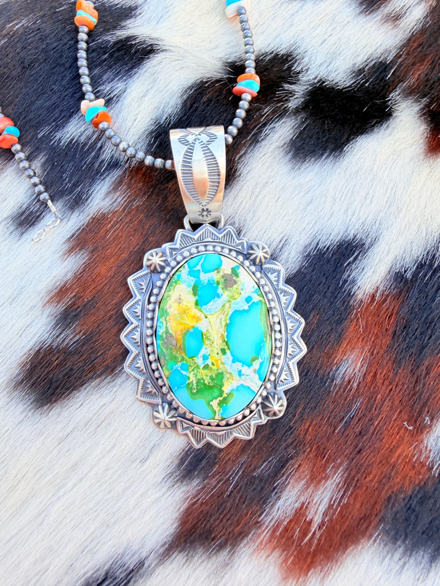 Handcrafted Sterling Silver and Sonoran Mountain Turquoise Pendant by Randy Boyd