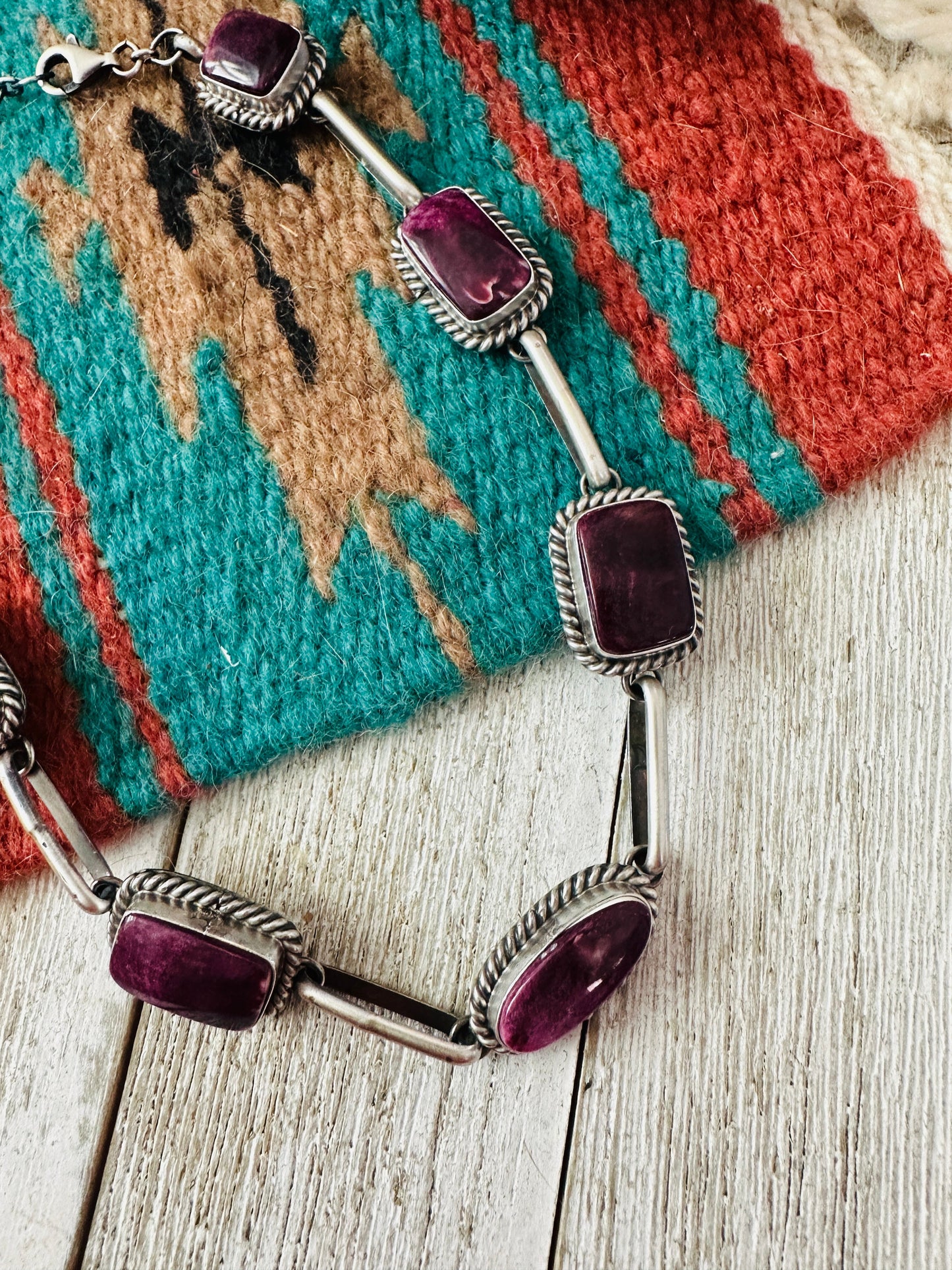 Handcrafted Sterling Silver & Purple Spiny Choker