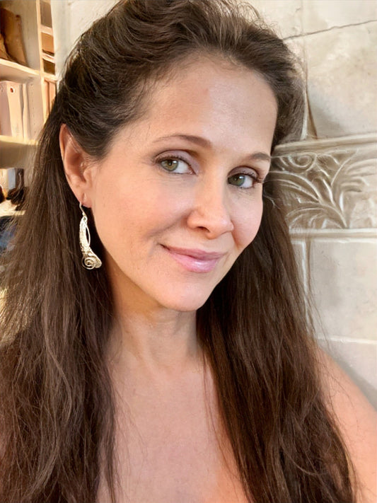 Hammered Swoop Earrings w/ Swirl