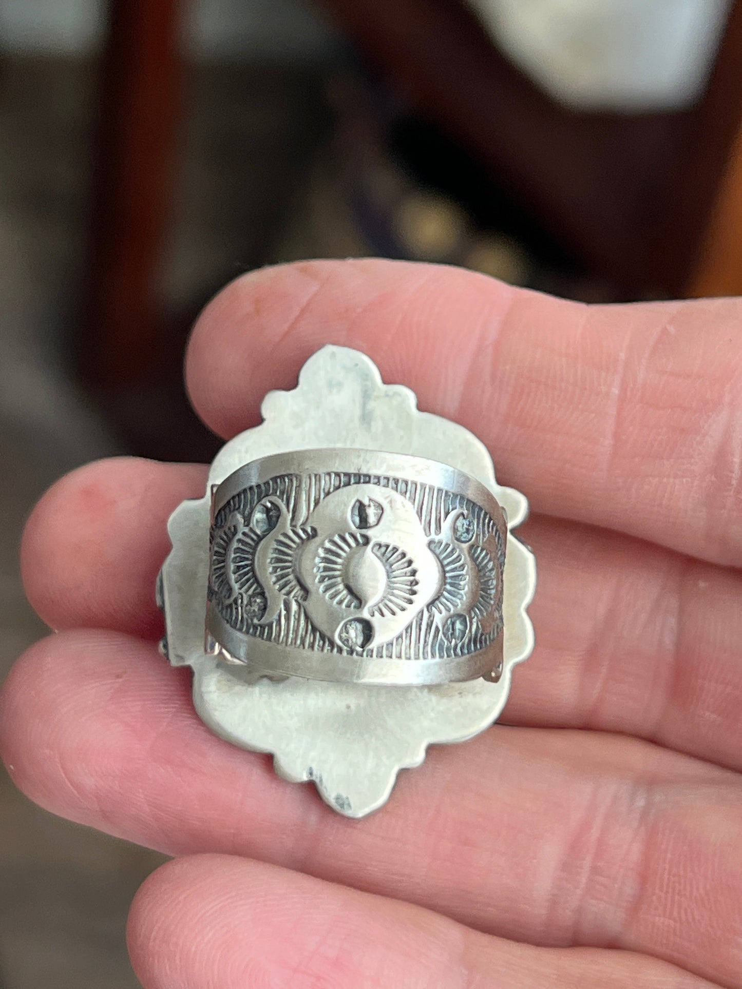 Handcrafted Sterling Silver and Natural Kingman Web Ring by Boyd Ashley, Size 8
