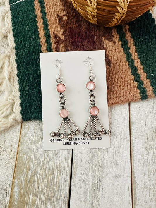 Handcrafted Mother of Pearl & Sterling Silver Dangle Earrings