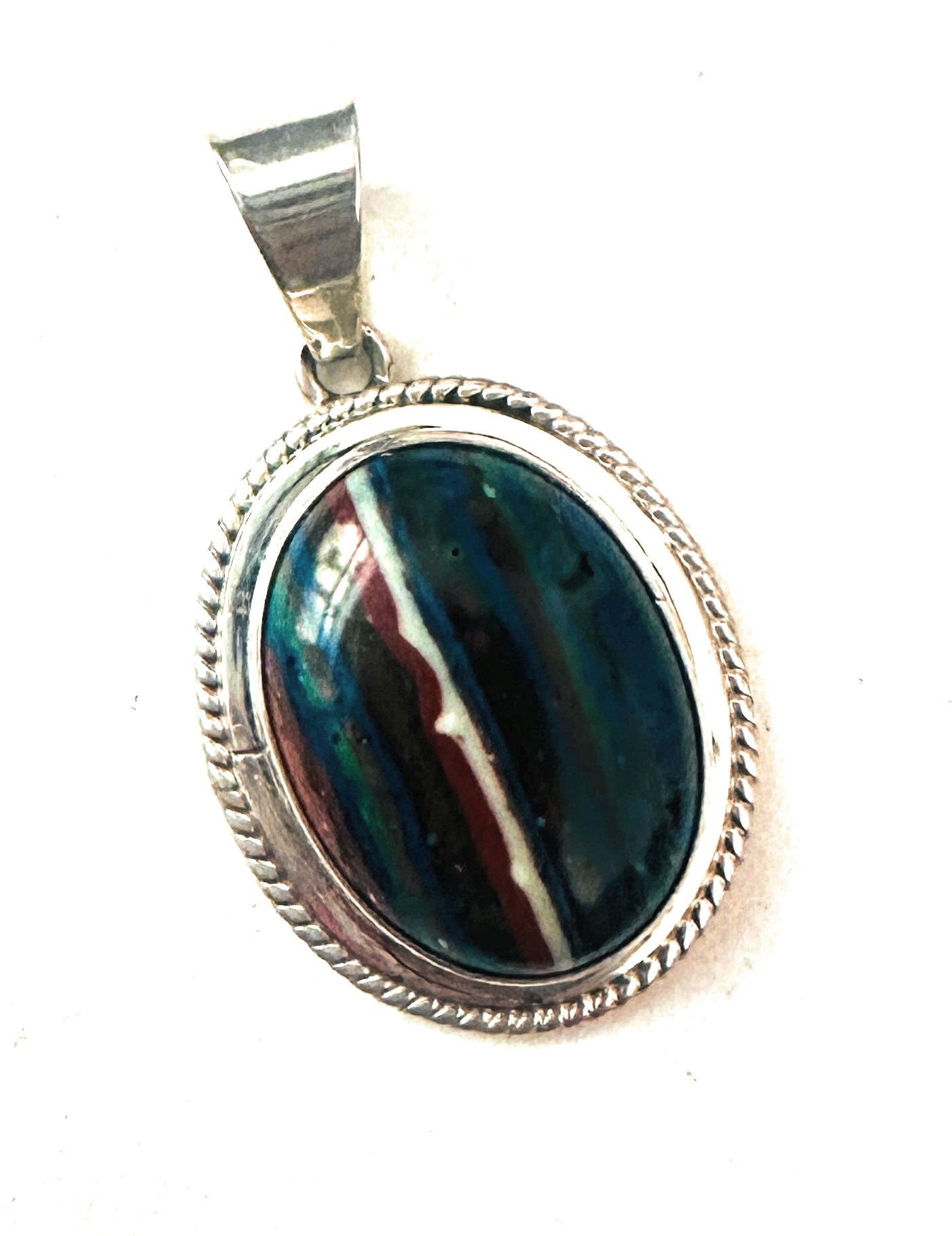 Handcrafted Rainbow Calsilica and Sterling Silver Star Pendant