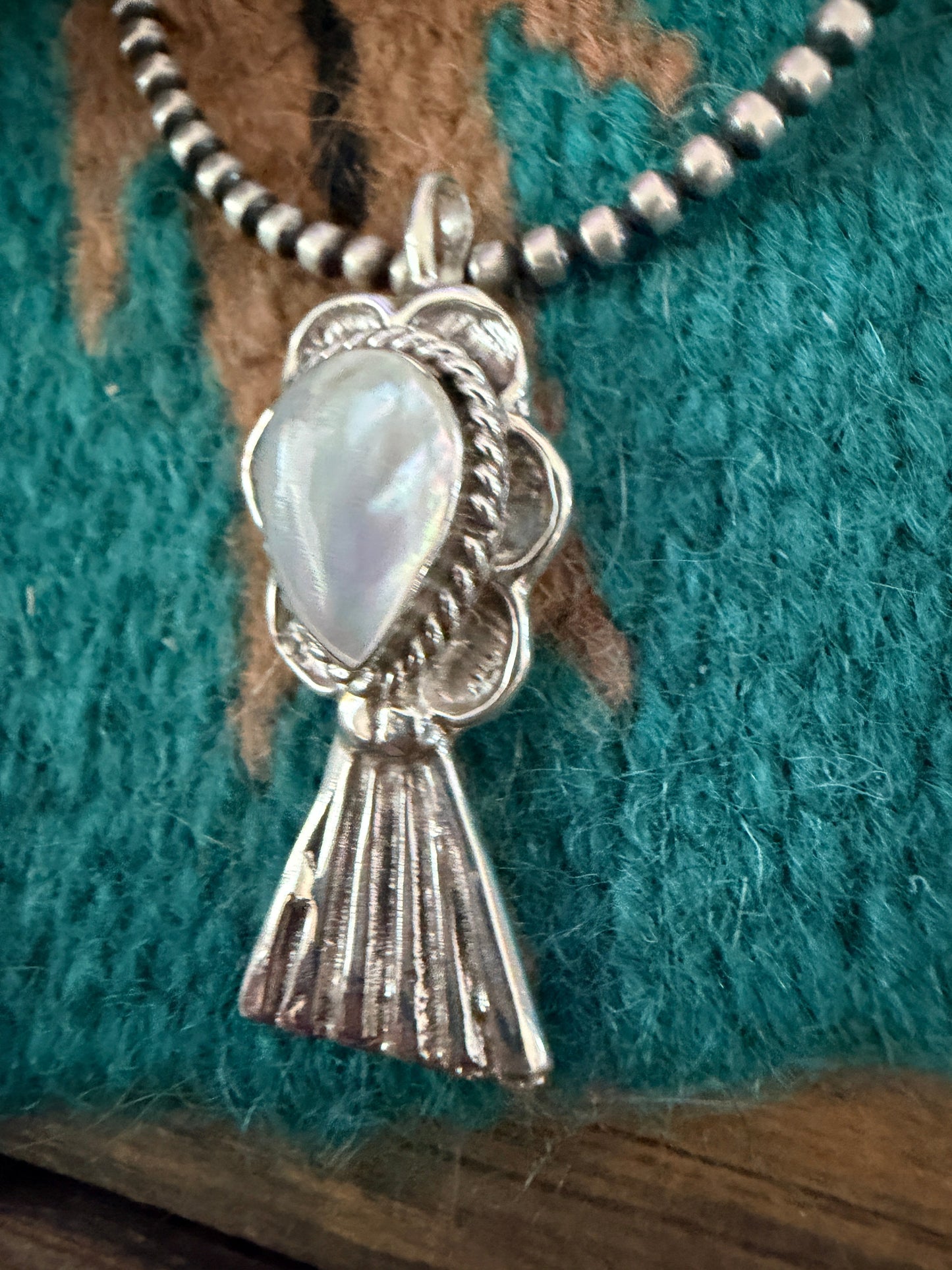 Handcrafted Sterling Silver & Mother of Pearl Blossom Pendant by Joseph Martinez