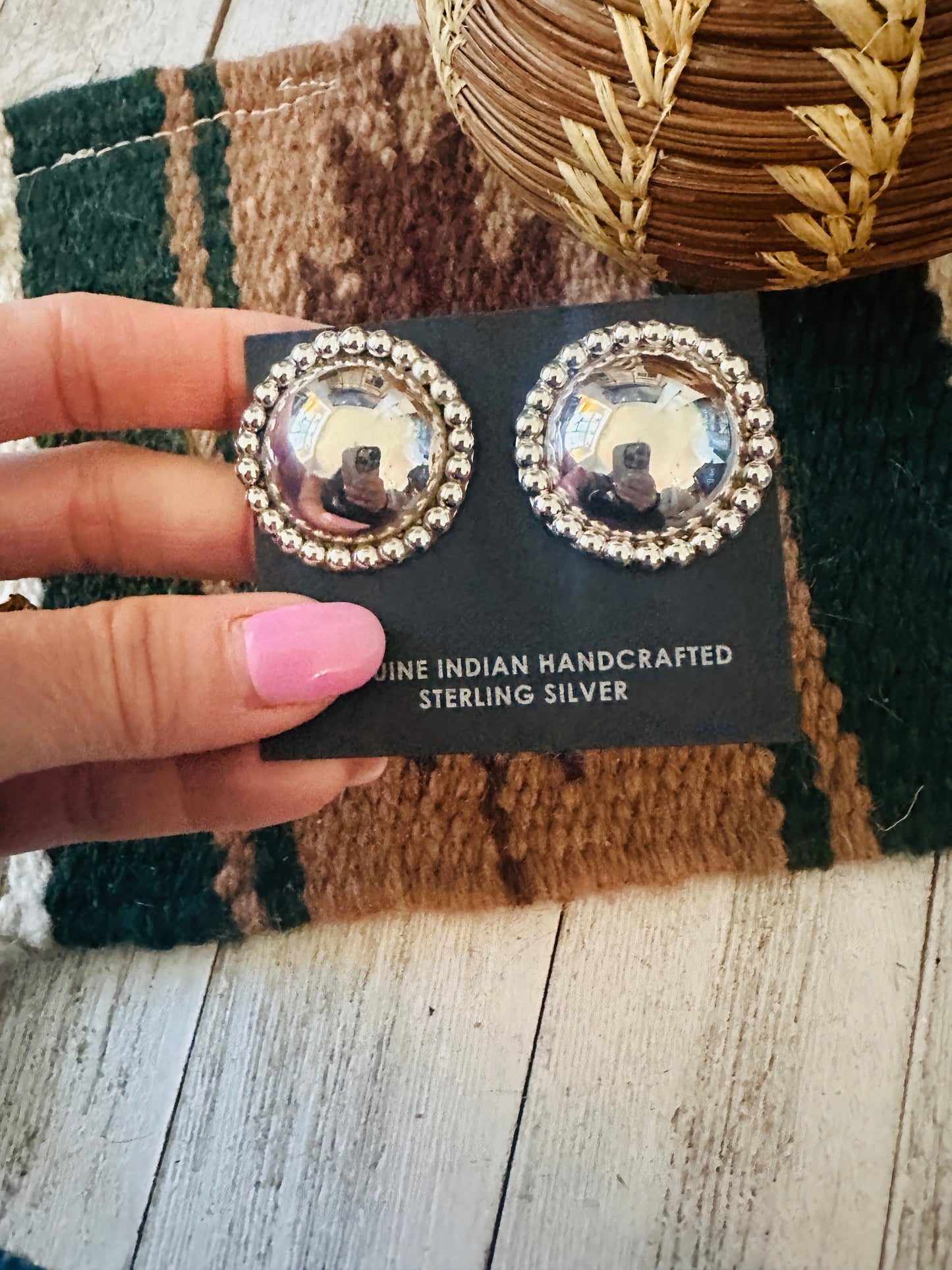 Handcrafted Sterling Silver Concho Post Earrings