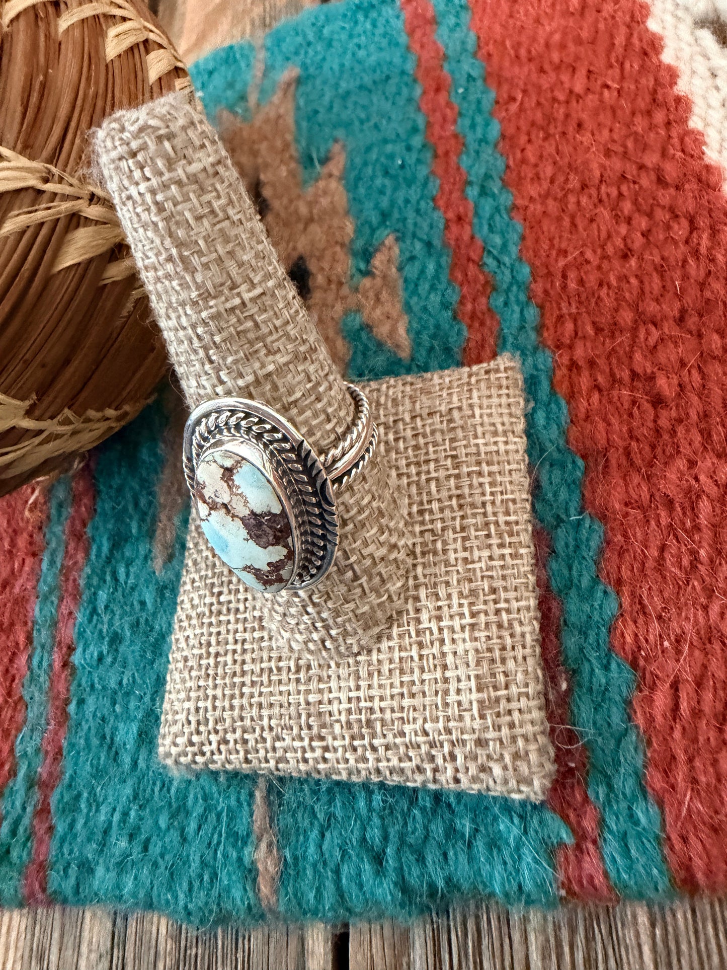 Handcrafted Golden Hills Turquoise & Sterling Silver Ring Size 9.5