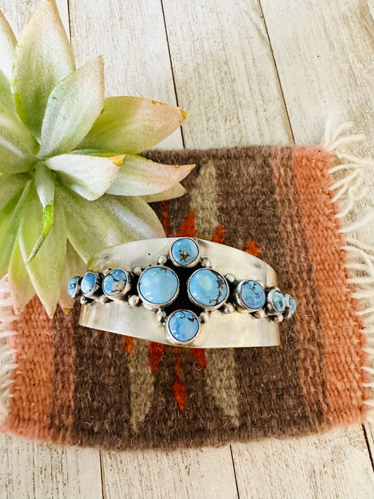Handcrafted Golden Hills Turquoise & Sterling Silver Cuff Bracelet /