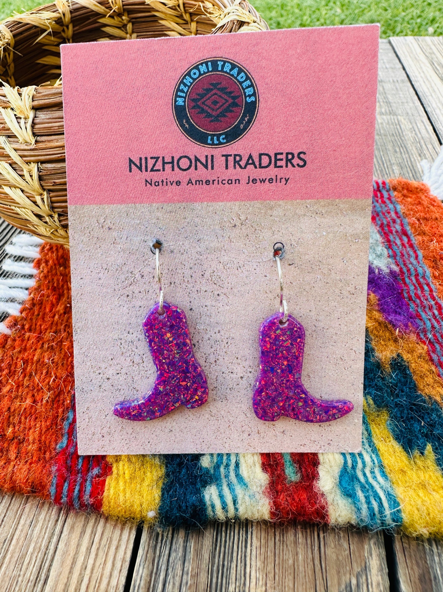 Handcrafted Sterling Silver & Opal Cowboy Boot Dangle Earrings