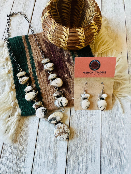 Handcrafted Sterling Silver & White Buffalo Necklace Set by Ella Peter