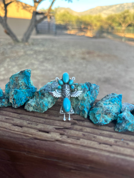 Gorgeous Handmade Sterling Silver Kingman Turquoise Nizhoni Maiden Necklace