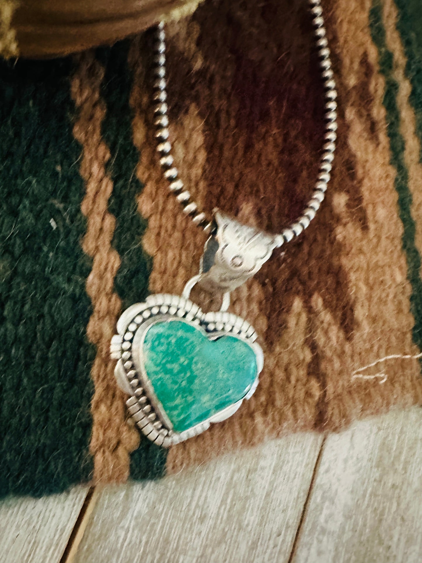 Handmade Turquoise & Sterling Silver Heart Pendant