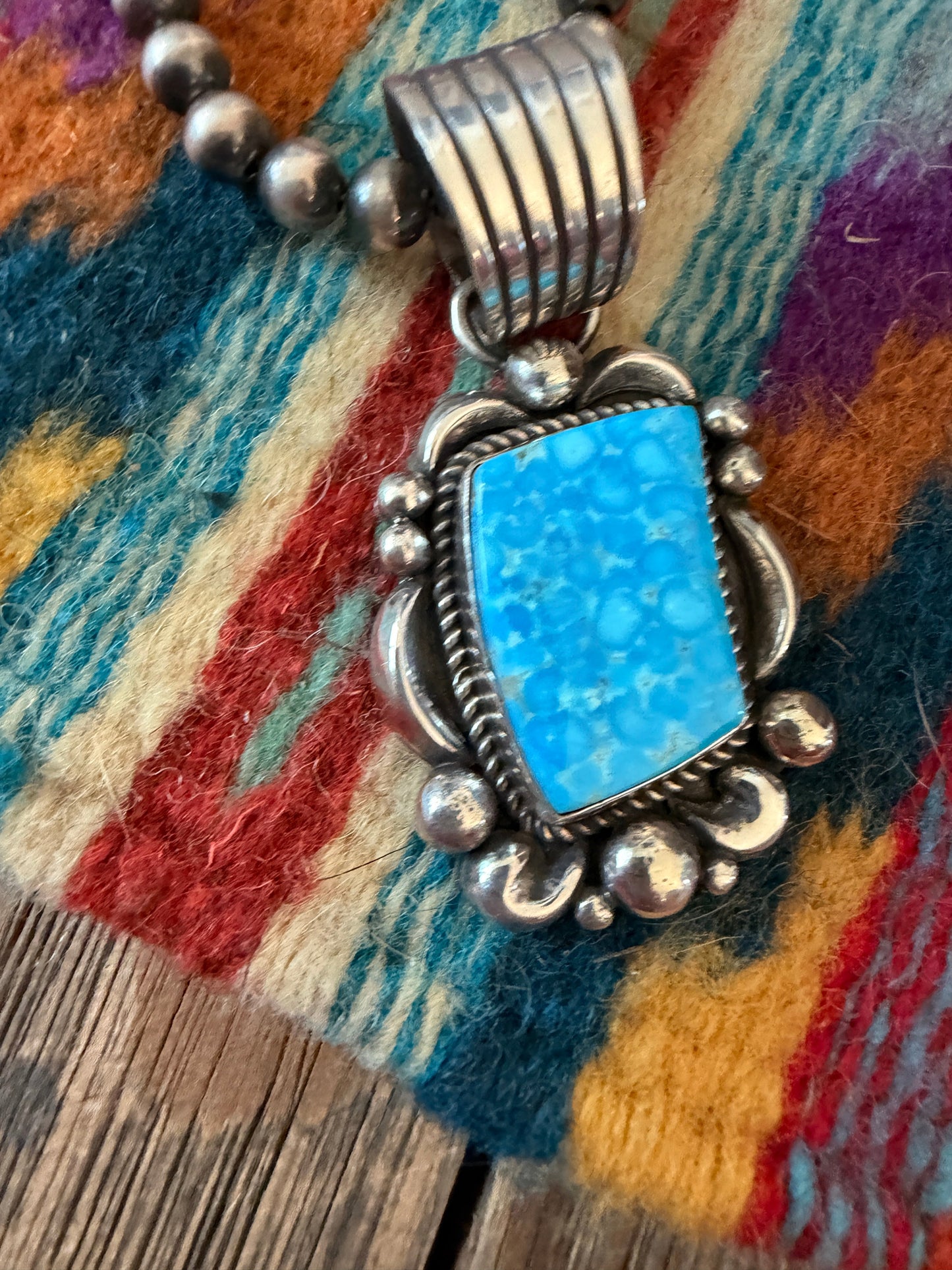 Handcrafted Sterling Silver & Turquoise Pendant by Albert Jake