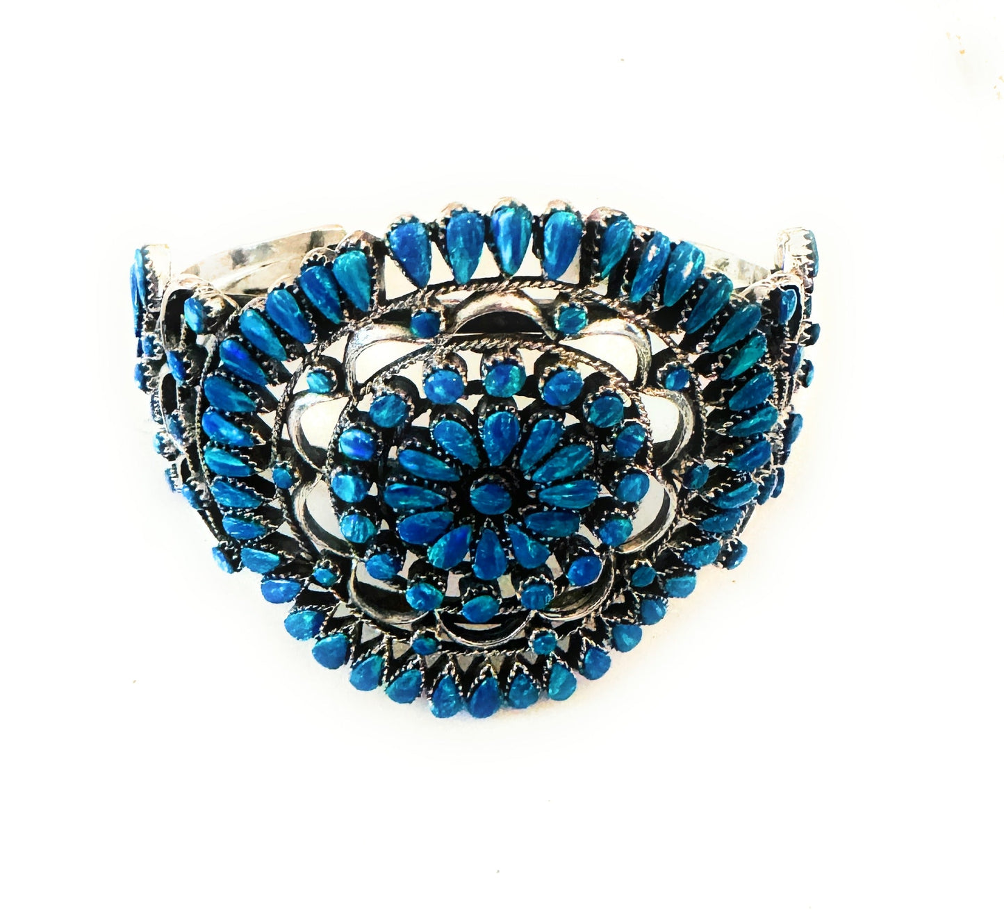 Nizhoni Handmade Sterling Silver & Blue Opal Cuff Bracelet